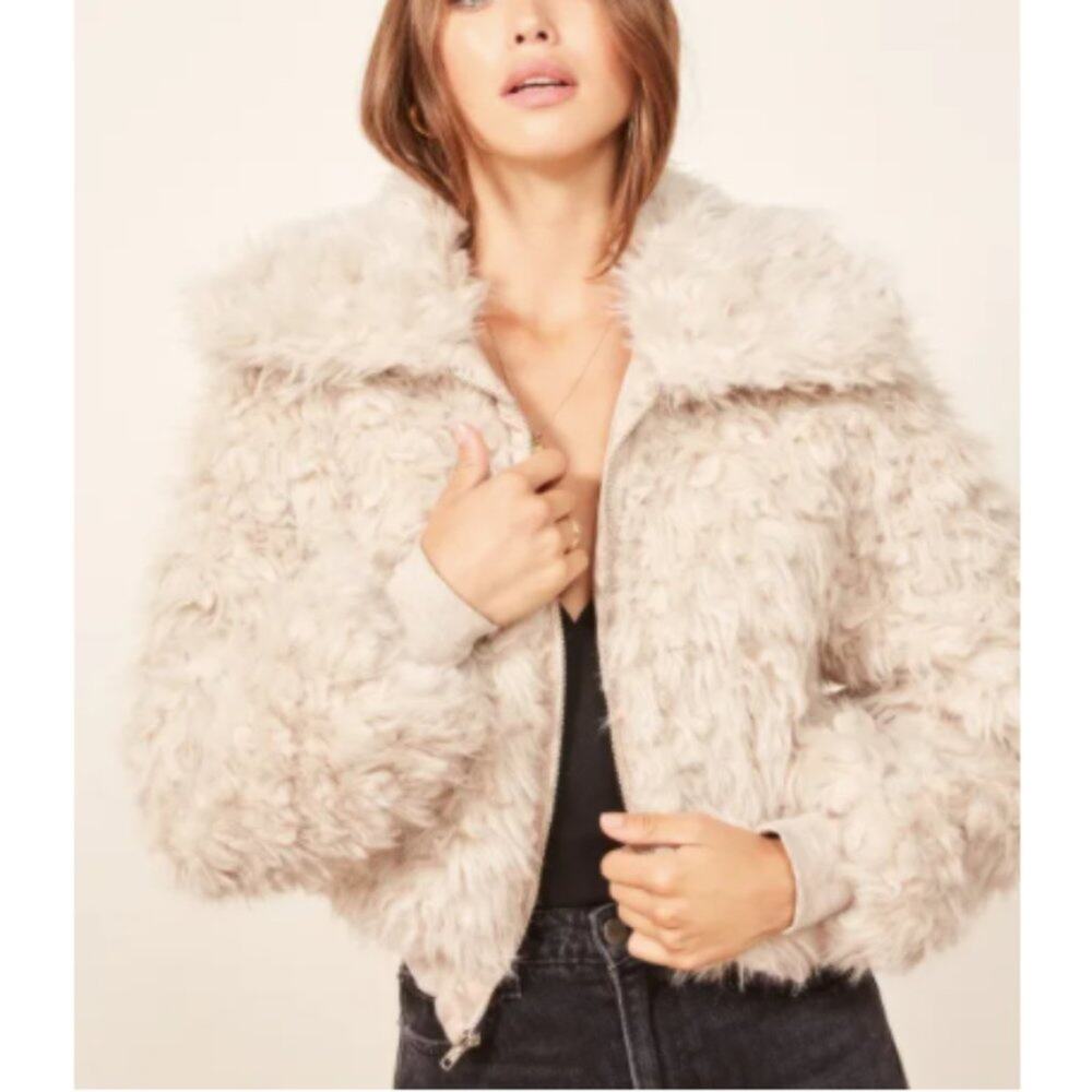 Reformation Freddie Faux Fur Zip Front Coat